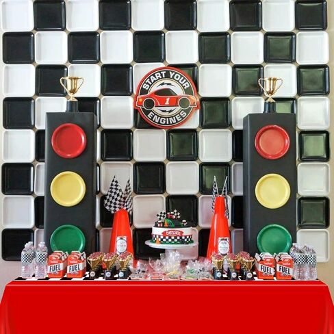 4 Pcs Racing Car Checkered Plastic Tablecloths, Race Car Party Supplies Racetrack Table Runner Rectangle Tablecover for Kid Boy Birthday Race Car Theme Party Two Fast Birthday, 51 x 86in in Saudi Arabia