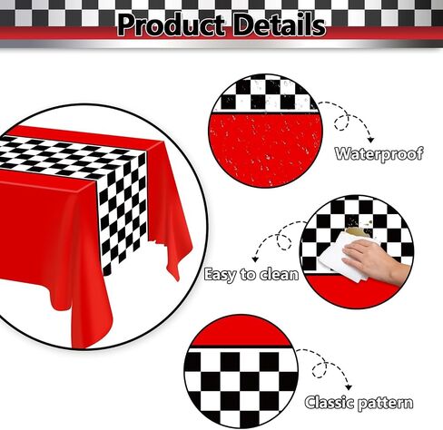 4 Pcs Racing Car Checkered Plastic Tablecloths, Race Car Party Supplies Racetrack Table Runner Rectangle Tablecover for Kid Boy Birthday Race Car Theme Party Two Fast Birthday, 51 x 86in in Saudi Arabia