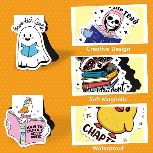 Funny Magnetic Bookmarks: 9 Pcs Booklovers Bookmark Clips, Fun Reading Book Mark for Reading Men Women, Halloween Birthday Gifts, Back to School Office Supplies in Saudi Arabia