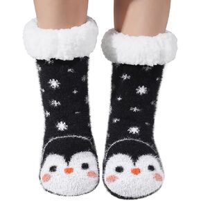 JaosWish Fuzzy Socks with Grips for Women Girls Mon,Cat Gifts Socks for Birthday Christmas,Fluffy Slipper Winter Cozy Warm Animal Fleece Socks in Kuwait