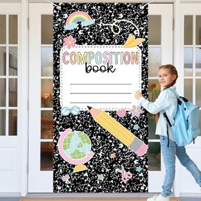 Composition Notebook Door Cover Back to School Classroom Decorations Composition Notebook Hanging Banner First Day of School Welcome Backdrop Wall Door Decor for Kindergarten Preschool Elementary in Kuwait