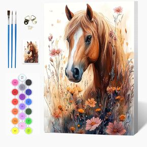 Auremi Horses Paint by Numbers Kits for Adults Beginners,Easy Animal Paint by Numbers on Canvas Framed DIY Painting by Numbers for Gift Home Wall Decor 8x12 Inch in Kuwait