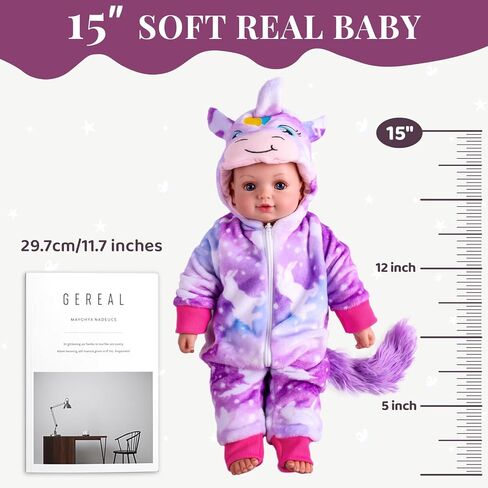 Babeside Baby Doll Girl - دمية طفل واقعية بحجم 15 بوصة بعيون زرقاء ، جسم ناعم في ملابس يونيكورن مثل دمى الطفل التي تبدو حقيقية لـ 3 4 5 6 7 8 9 سنوات فتاة ، هدية عيد ميلاد وتلعب in Saudi Arabia