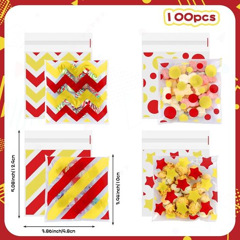 100 PCS Black Orange Polka Dots Star Stripe Cellophane bags(4x4 Inch) Colorful Self Sealing Cookie Treat Snack Goodie Candy Goody Gifts Bags for Halloween Birthday Holiday Party Favors Supplies Wrap in Saudi Arabia