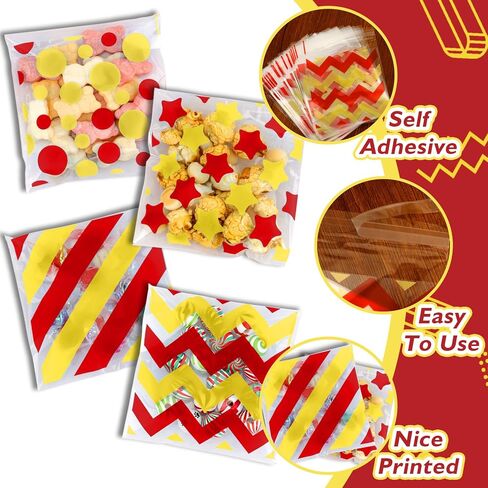 100 PCS Black Orange Polka Dots Star Stripe Cellophane bags(4x4 Inch) Colorful Self Sealing Cookie Treat Snack Goodie Candy Goody Gifts Bags for Halloween Birthday Holiday Party Favors Supplies Wrap in Saudi Arabia