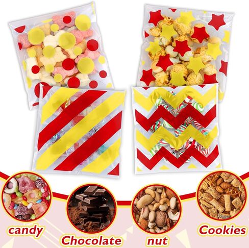 100 PCS Black Orange Polka Dots Star Stripe Cellophane bags(4x4 Inch) Colorful Self Sealing Cookie Treat Snack Goodie Candy Goody Gifts Bags for Halloween Birthday Holiday Party Favors Supplies Wrap in Saudi Arabia