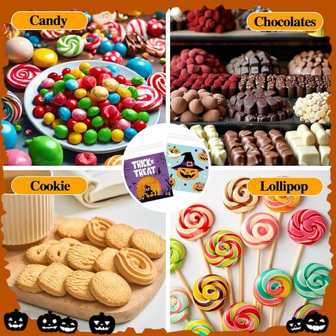 Konsait 100 PCS Small Halloween Treat Bags, Self Adhesive Clear Cookie Bags Halloween Cellophane Baggies for Candy Trick or Treat Party Favor Supplies in Saudi Arabia