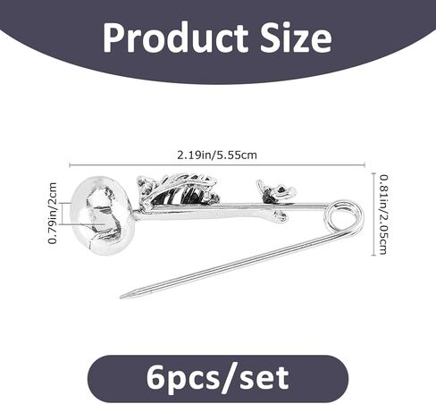 SUPERFINDINGS 6Pcs Skull Safety Pin Gothic Punk Safety Pin Antique Silver Large Safety Pins Brooch Alloy Kilt Pins Skeleton Brooch for Clothes Scarf Backpack Kirt Cardigan Hat Scarf in Saudi Arabia