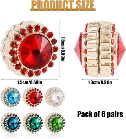 6 Pairs Hijab Magnets, Strong Hijab Pin Magnets 6 Colors Rhinestone Scarf Magnets Hijab Magnet Pins Hijab Pins for Women Scarves Niqab Muslim Islamic Hijab (Style 2) in Saudi Arabia