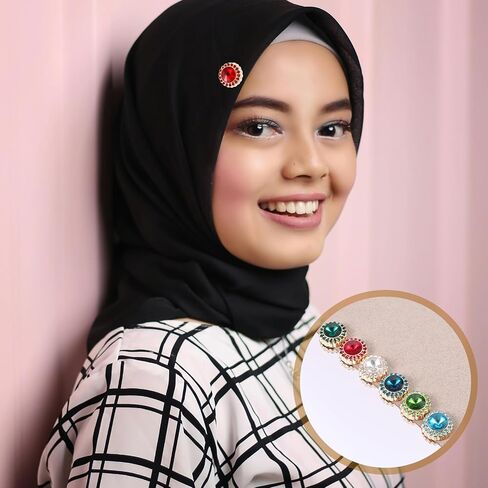 6 Pairs Hijab Magnets, Strong Hijab Pin Magnets 6 Colors Rhinestone Scarf Magnets Hijab Magnet Pins Hijab Pins for Women Scarves Niqab Muslim Islamic Hijab (Style 2) in Saudi Arabia