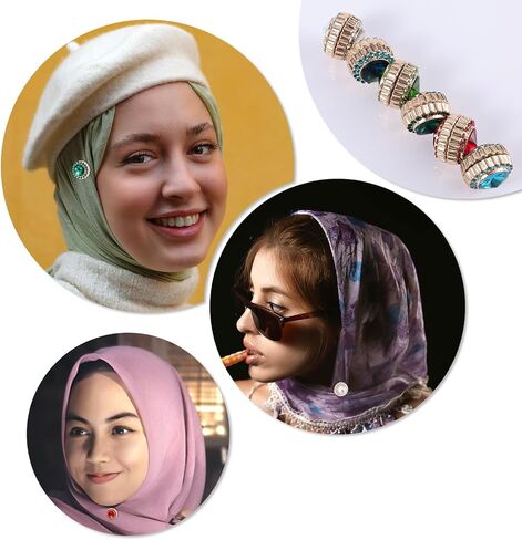 6 Pairs Hijab Magnets, Strong Hijab Pin Magnets 6 Colors Rhinestone Scarf Magnets Hijab Magnet Pins Hijab Pins for Women Scarves Niqab Muslim Islamic Hijab (Style 2) in Saudi Arabia