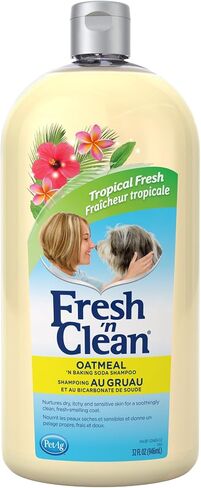 PetAg Fresh ’n Clean Oatmeal ’n Baking Soda Shampoo - Tropical Fresh Scent - 64 oz - Nurtures Dry, Itchy & Sensitive Skin with Vitamin E & Aloe - Strengthens & Repairs Coats - Soap Free in Saudi Arabia