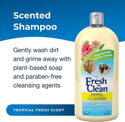 PetAg Fresh ’n Clean Oatmeal ’n Baking Soda Shampoo - Tropical Fresh Scent - 64 oz - Nurtures Dry, Itchy & Sensitive Skin with Vitamin E & Aloe - Strengthens & Repairs Coats - Soap Free in Saudi Arabia