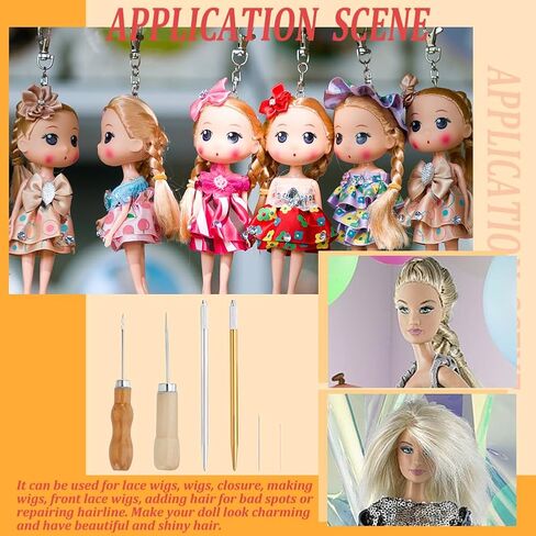 AHANDMAKER 2Pcs 2 Colors 304 Stainless Steel Hair Rooting Tool with Awl Pricker Sewing Tool and Ventilating Needles, Doll Hair Making Kit for DIY Handle Doll OB BJD Wig in Saudi Arabia