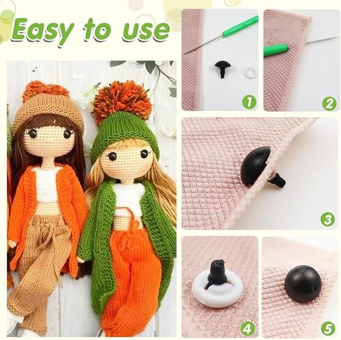 TOOB 40pcs 20 مم عيون سلامة بلاستيكية سوداء كبيرة ل amigurumis مع غسالات الحرف الكروشيه عيون لكروشيه محشو الحيوانات دمية الكروشيه. in Kuwait
