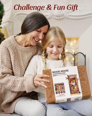 ROBOTIME Book Nook Kit, Fairy Tale Princess DIY Miniature House Kit, Fall into Wonder 3D Wooden Puzzle Bookends, Tiny House Bookshelf Decor Creative Decorative Unique Gifts for Adults & Teens in Saudi Arabia