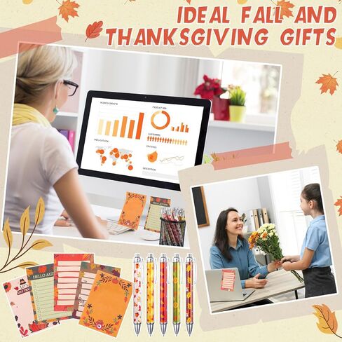 60 PCS Fall Fall Notes and الأقلام هدايا تقديرية السقوط مجموعة شكر الملاحظات اللاصقة in Saudi Arabia