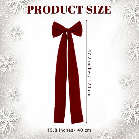 Extra Large Christmas Tree Topper Bows 15.7 x 47.2 Inches Giant Burgundy Christmas Velvet Decorative Bows with Long Streamers for Xmas Tree Wreath Party Holiday Farmhouse Home Decorations in Saudi Arabia