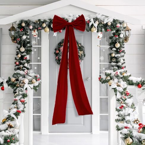 Extra Large Christmas Tree Topper Bows 15.7 x 47.2 Inches Giant Burgundy Christmas Velvet Decorative Bows with Long Streamers for Xmas Tree Wreath Party Holiday Farmhouse Home Decorations in Saudi Arabia
