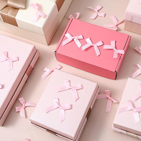 60pcs Pink Bows for Crafts,Cute Tiny Bows for Crafts, DIY Pre-Tied Satin Ribbon Twist Tie Bow, Bow Backdrop for Birthday, Christmas, Halloween, Wedding Party Gift Packaging in Kuwait