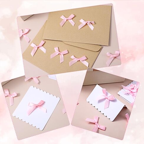 60pcs Pink Bows for Crafts,Cute Tiny Bows for Crafts, DIY Pre-Tied Satin Ribbon Twist Tie Bow, Bow Backdrop for Birthday, Christmas, Halloween, Wedding Party Gift Packaging in Kuwait