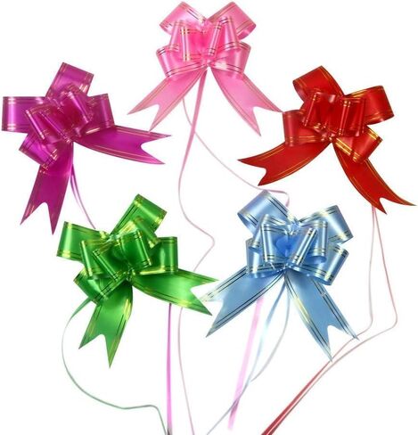 50pcs أقواس سحب كبيرة متعددة الألوان ، ربطة عنق لف السلة ، وعقدة الفراشة تغليف الهدايا ، وسلسلة القوس مع الشريط ، وحفل الزفاف ، وتوريدات الديكور أيام عيد الحب in Kuwait