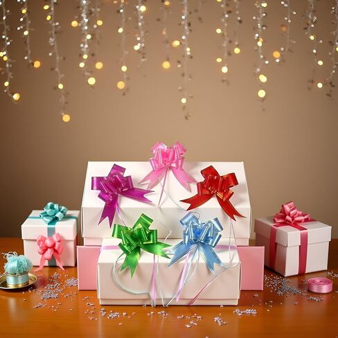 50pcs أقواس سحب كبيرة متعددة الألوان ، ربطة عنق لف السلة ، وعقدة الفراشة تغليف الهدايا ، وسلسلة القوس مع الشريط ، وحفل الزفاف ، وتوريدات الديكور أيام عيد الحب in Kuwait