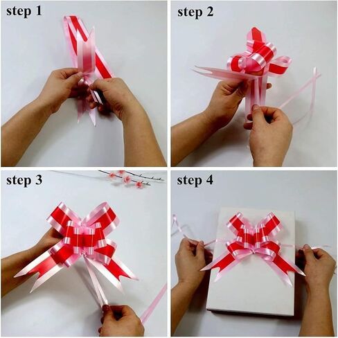 50pcs أقواس سحب كبيرة متعددة الألوان ، ربطة عنق لف السلة ، وعقدة الفراشة تغليف الهدايا ، وسلسلة القوس مع الشريط ، وحفل الزفاف ، وتوريدات الديكور أيام عيد الحب in Kuwait