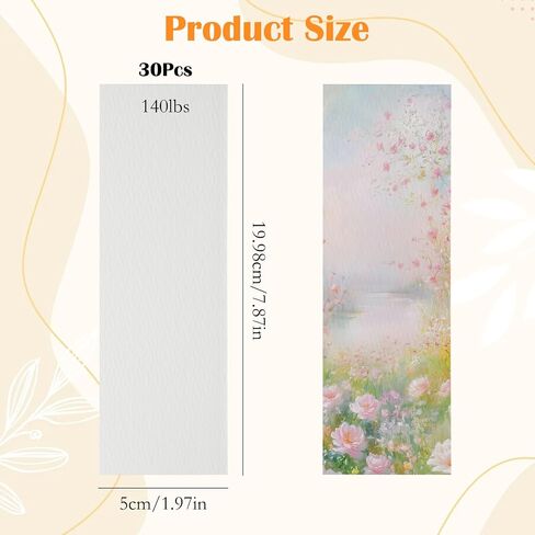 30Pcs Watercolor Paper Blank Bookmarks 1.9" x 7.8" White 140lb Heavyweight Watercolor cardstock Books Gift Bookmarks Painting Drawing DIY Craft for Kids Student in Saudi Arabia