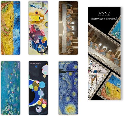 Bookmark,6-Pack World Famous Painting Bookmarks-Van Gogh, Monet, Da Vinci, Kandinsky,Double-Sided Art Prints,1.97"x5.5",Starry Night, Water Lilies, Sunflowers, Last Supper (6) in Saudi Arabia