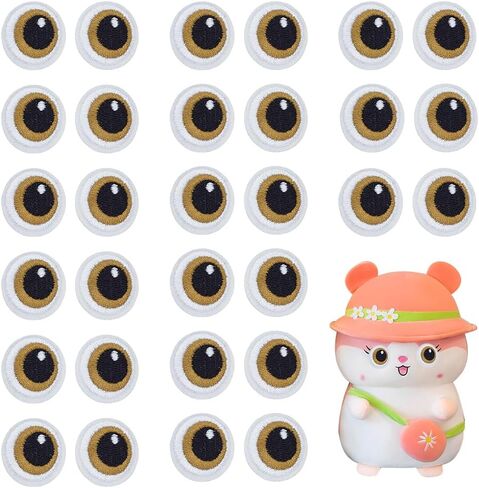 Fingerinspire 15 أزواج العين خياطة على الحديد على بقع ، Khaki Dark Disbroided Cartoon Eyes Patches Patces Patcies Pottored Decorative Patch لزينة الملابس وإمدادات DIY الحرفية in Saudi Arabia