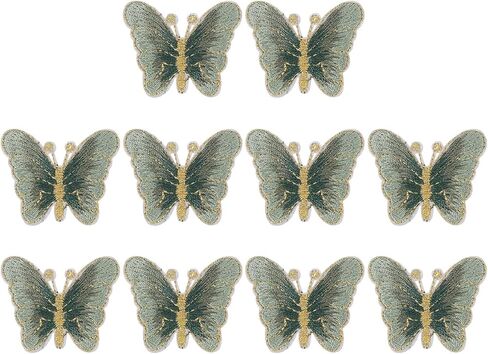 PATIKIL 10 Pcs Butterfly Iron on Patches, Embroidered Sew on Applique Repair Patch for Backpacks Clothing Shoes Hats DIY, White in Saudi Arabia