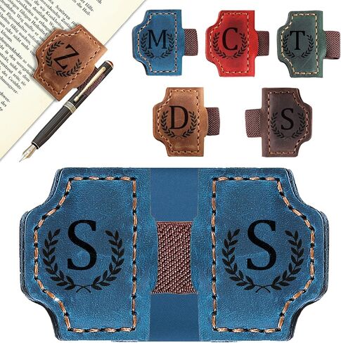 Bygone Mark Bookmark with Pen Holder, 26 Letters Name Initial Personalized Magnetic Bookmarks, Leather Book Mark for Men Women, Travelers Accessories, Teachers Readers Book Lovers Gifts (Red, A) in Saudi Arabia