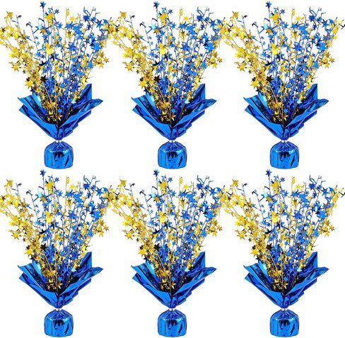 6 Pack Metallic Foil Spray Centerpiece Star Table Decoration Burst Table Centerpieces for Birthday Weddings Anniversaries Christmas New Year Holiday Party Supplies Decor (Blue Gold) in Saudi Arabia