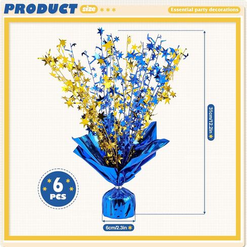 6 Pack Metallic Foil Spray Centerpiece Star Table Decoration Burst Table Centerpieces for Birthday Weddings Anniversaries Christmas New Year Holiday Party Supplies Decor (Blue Gold) in Saudi Arabia