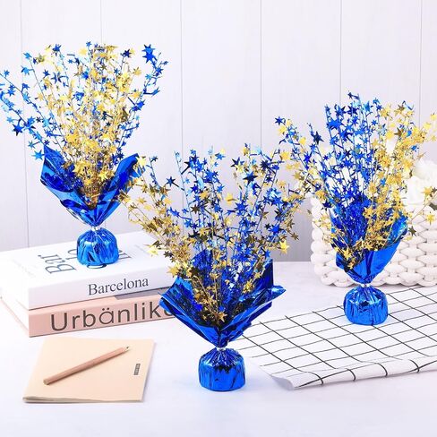 6 Pack Metallic Foil Spray Centerpiece Star Table Decoration Burst Table Centerpieces for Birthday Weddings Anniversaries Christmas New Year Holiday Party Supplies Decor (Blue Gold) in Saudi Arabia