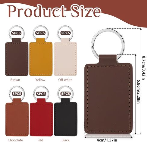 48pcs Rectangular Leather Key Fob Kit, Leather Keychain Blanks with Keychain Rings, for Laser Engraving Keys Chain Diy Keys Chain Kit(Multi Colors) in Saudi Arabia
