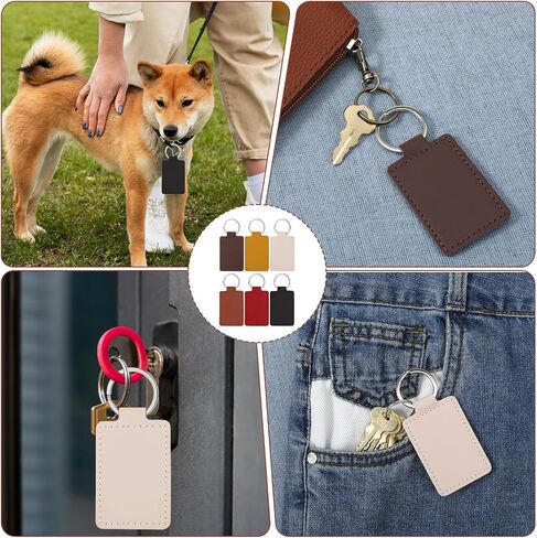 48pcs Rectangular Leather Key Fob Kit, Leather Keychain Blanks with Keychain Rings, for Laser Engraving Keys Chain Diy Keys Chain Kit(Multi Colors) in Saudi Arabia
