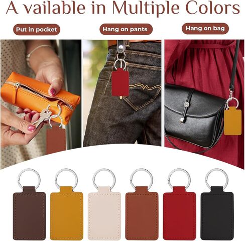 48pcs Rectangular Leather Key Fob Kit, Leather Keychain Blanks with Keychain Rings, for Laser Engraving Keys Chain Diy Keys Chain Kit(Multi Colors) in Saudi Arabia