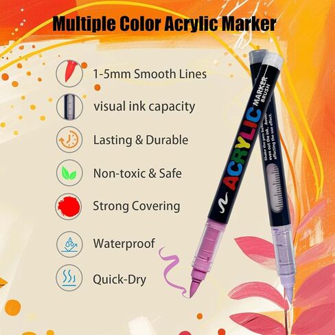 240 Colors Acrylic Paint Markers Set, Soft Brush Tip Pens for Rock, Wood, Canvas, Glass, Ceramic, Fabric, DIY Craft Projects – Waterproof, Quick-Dry, Vibrant Ink for Artists & Beginners in Saudi Arabia