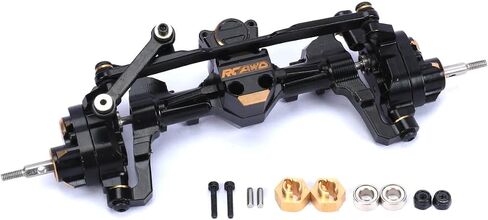 RCAWD Full Brass Front Front SCX24 مساكن محور بوابة مع تروس النحاس و Hex & #45 ترقيات الدودة الفولاذية للترقيات المحورية 1/24 الأجزاء AXI90081 AXI00001 AXI00002 AXI00005 AXI00006 Black in Saudi Arabia