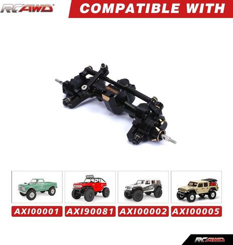 RCAWD Full Brass Front Front SCX24 مساكن محور بوابة مع تروس النحاس و Hex & #45 ترقيات الدودة الفولاذية للترقيات المحورية 1/24 الأجزاء AXI90081 AXI00001 AXI00002 AXI00005 AXI00006 Black in Saudi Arabia