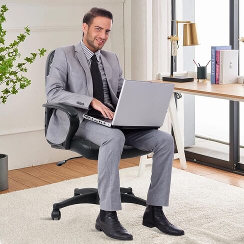 CLATINA Office Chair - Mid Back Leather Computer Desk Chair with Wheels, Ergonomic Executive Swivel Chair with Lumbar Support and Armrest for Home Conference Waiting Room Black, 8 Pack in Kuwait