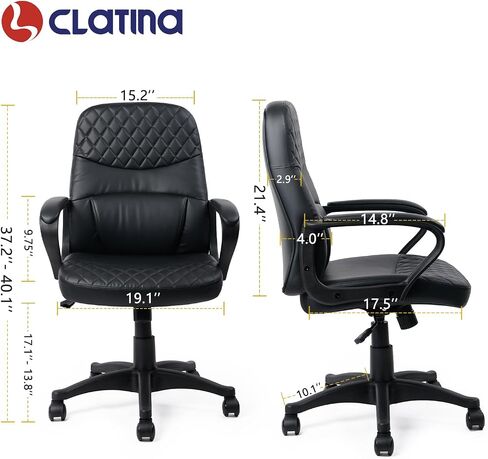 CLATINA Office Chair - Mid Back Leather Computer Desk Chair with Wheels, Ergonomic Executive Swivel Chair with Lumbar Support and Armrest for Home Conference Waiting Room Black, 8 Pack in Kuwait