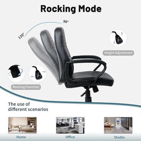 CLATINA Office Chair - Mid Back Leather Computer Desk Chair with Wheels, Ergonomic Executive Swivel Chair with Lumbar Support and Armrest for Home Conference Waiting Room Black, 8 Pack in Kuwait