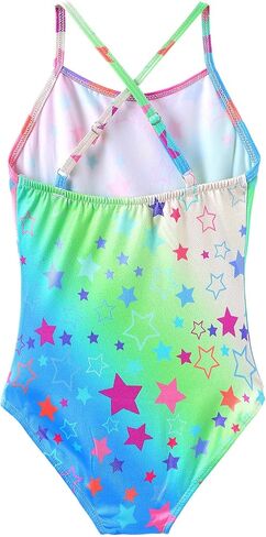 iLover Girls Sparkle قطعة واحدة ملابس سباحة بظهر متقاطع بدلة استحمام للشاطئ مع حزام قابل للتعديل 4-10 سنوات in Kuwait