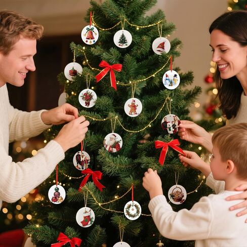 Joyclub 35 PCS 3 '' Sublimation Ornament Blanks MDF Sublimation Christmas Hishavel rolements bulk round double side ribouts for the formization Xmas Tree Ornamp in Kuwait