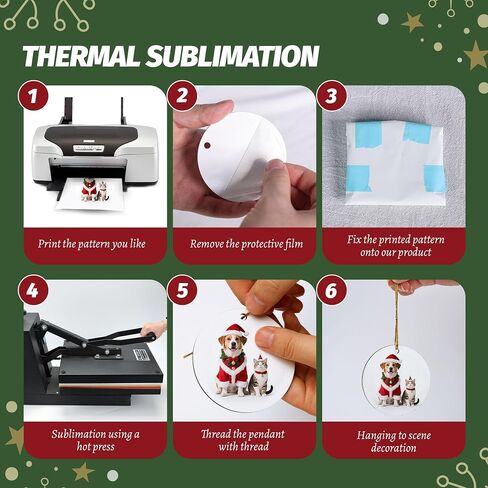 Joyclub 35 PCS 3 '' Sublimation Ornament Blanks MDF Sublimation Christmas Hishavel rolements bulk round double side ribouts for the formization Xmas Tree Ornamp in Kuwait