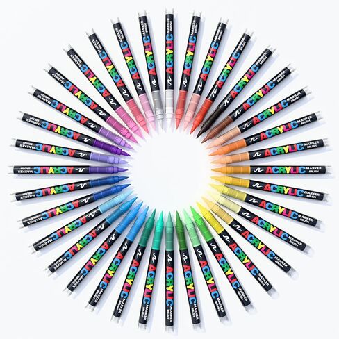 240 Colors Acrylic Paint Markers Set, Soft Brush Tip Pens for Rock, Wood, Canvas, Glass, Ceramic, Fabric, DIY Craft Projects – Waterproof, Quick-Dry, Vibrant Ink for Artists & Beginners in Saudi Arabia