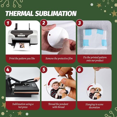 Joyclub 35 PCS 3 '' Sublimation Ornament Blanks MDF Sublimation Christmas Hishavel rolements bulk round double side ribouts for the formization Xmas Tree Ornamp in Kuwait